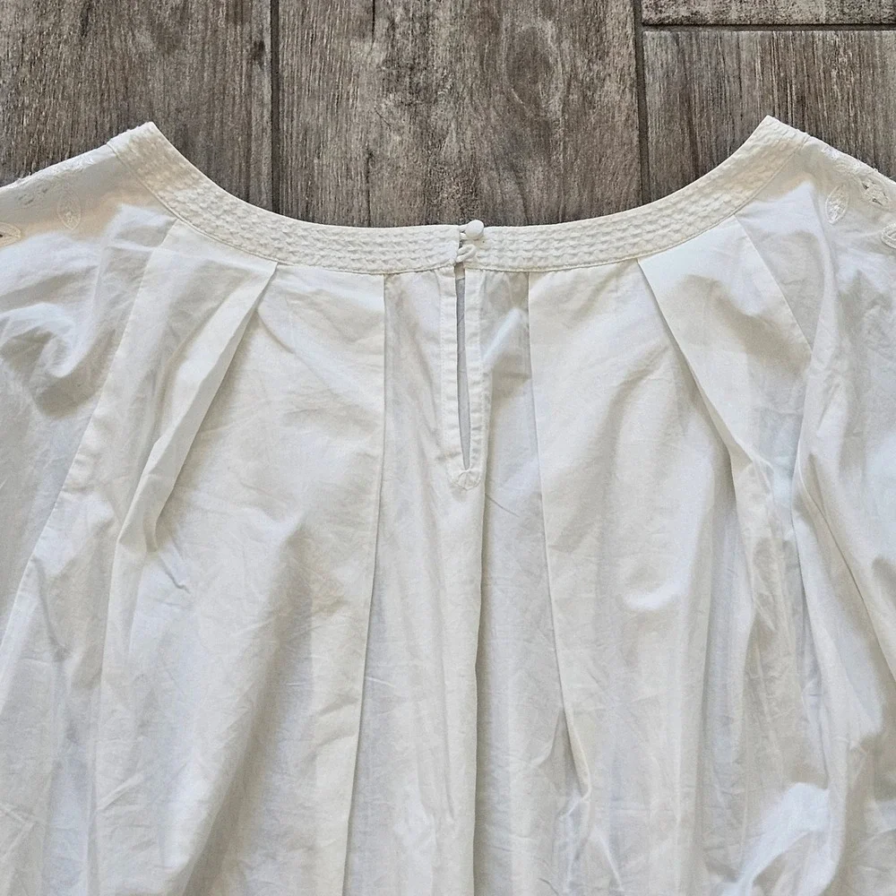 Free People Wishing Well Blouse Size L White NEW Eyelet Embroidered Balloon